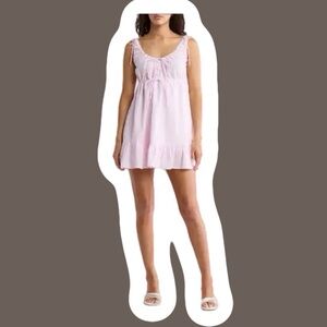 Lush Pink and White Pinstriped Dress Button and Bow Detail New with Tags Size M